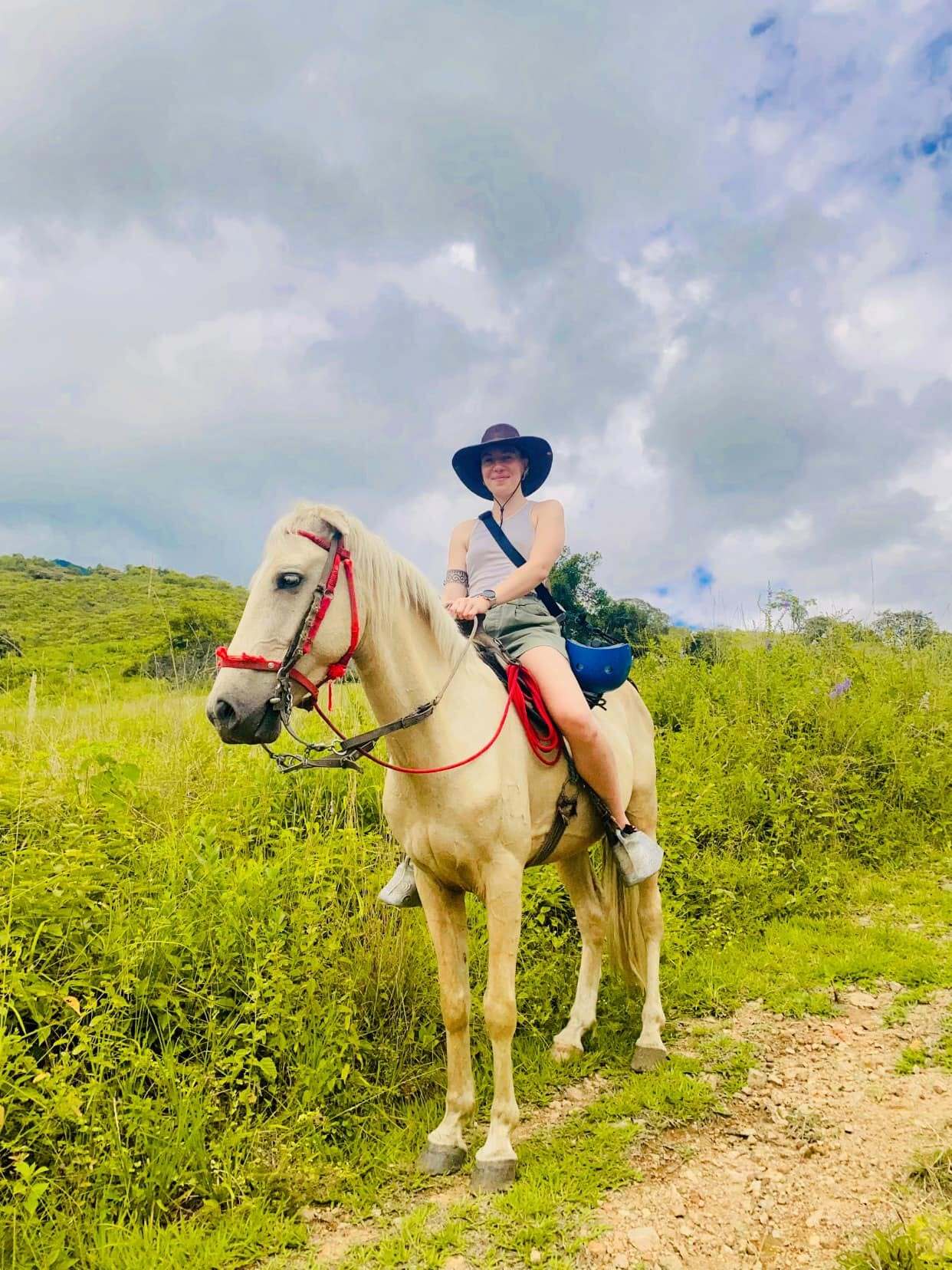 Jinete en un caballo blanco durante la cabalgata